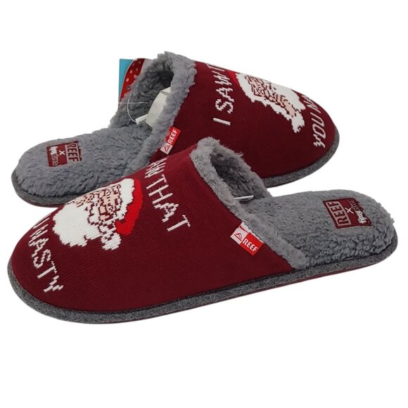 Reef x Tipsy Elves Santa Claus Holydays "You Nasty" Slippers Men's Size 9 - Picture 1 of 12